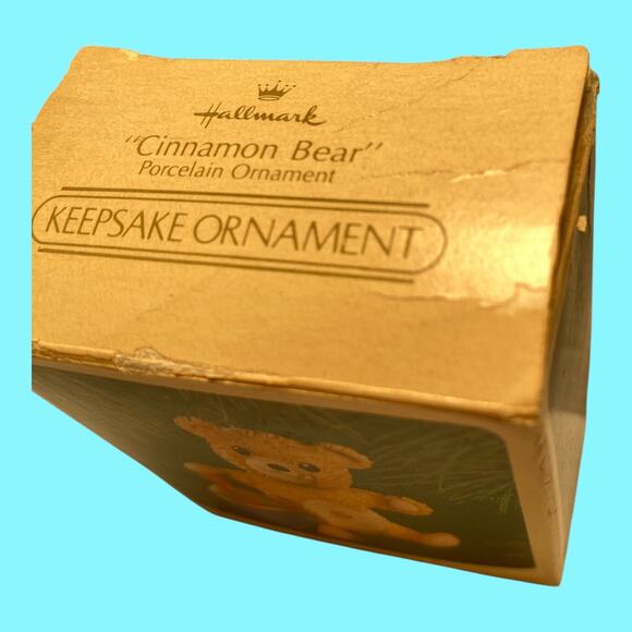 Vtg 1983 Very First Cinnamon Bear Porcelain Hallmark Christmas Ornament - Picture 5 of 9